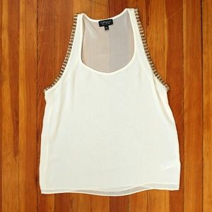 TOPSHOP Studded Tank Sleeveless Top Ivory 2 XS