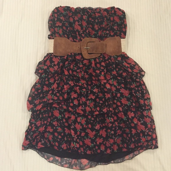 floral strapless dress size large