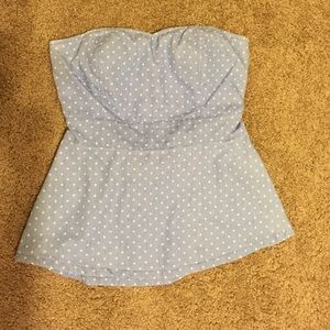 Strapless polka dot top