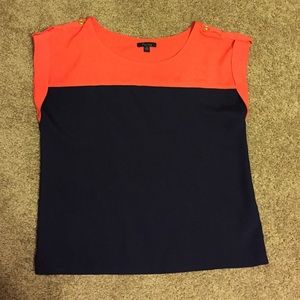 Coral & Navy blue top