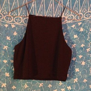 Black high neck cropped top