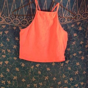 Peach high neck cropped top