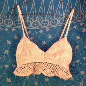 White crocheted cropped top