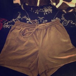Brown suede shorts