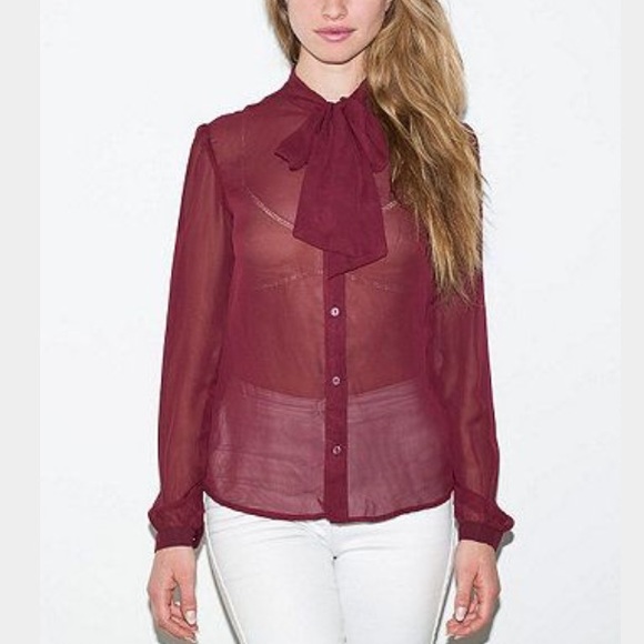 American Apparel Chiffon Secretary Blouse