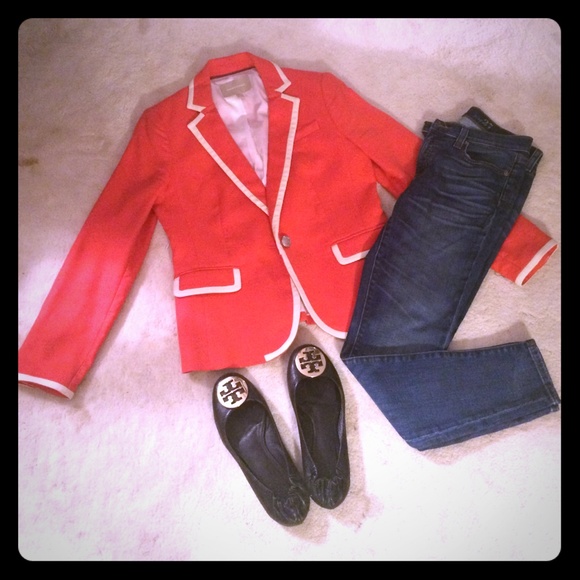 Banana Republic Orange Piped Detail Blazer