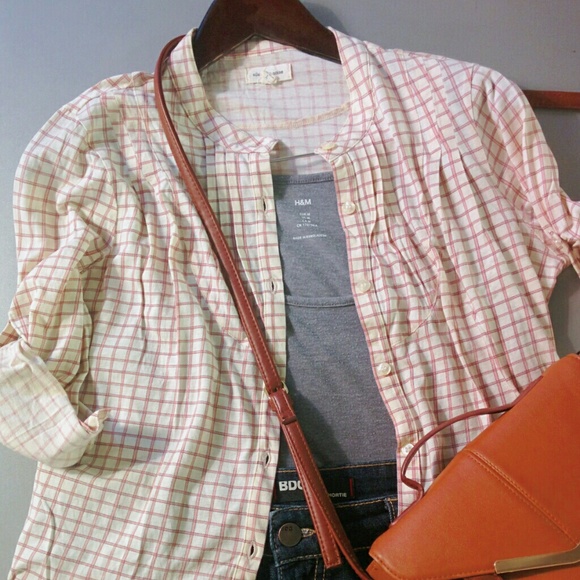 Pleated check, button up shirt