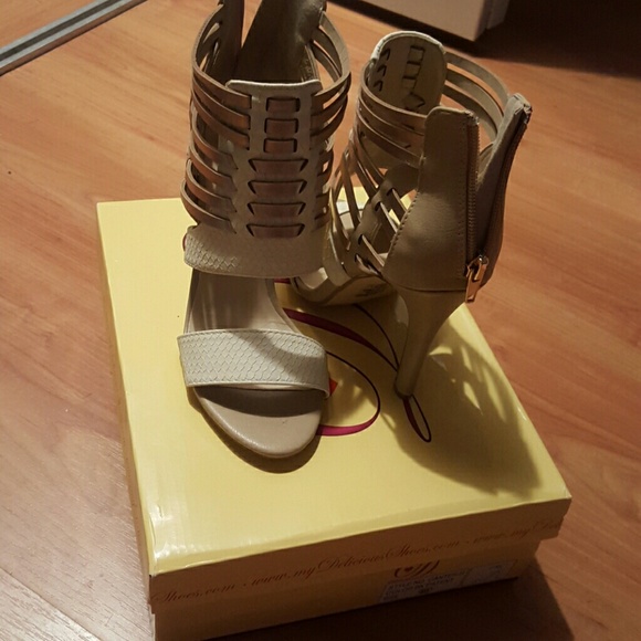 Cream gladiator heels