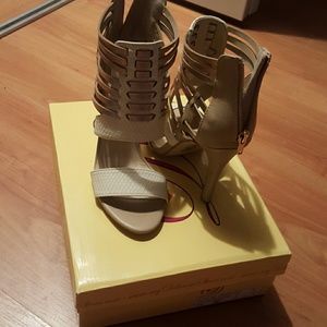 Cream gladiator heels