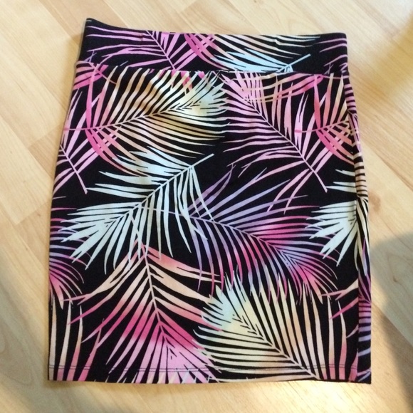 Rainbow palm high-waisted mini skirt