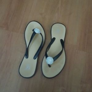 Black Crystal flip flops
