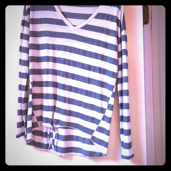 Tie front stripe tee