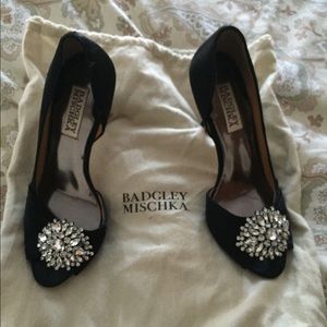 Badgley mischka rhinestone open toe heels