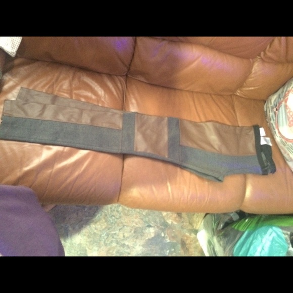 Bcbg Maxaria brown leather gray leggings