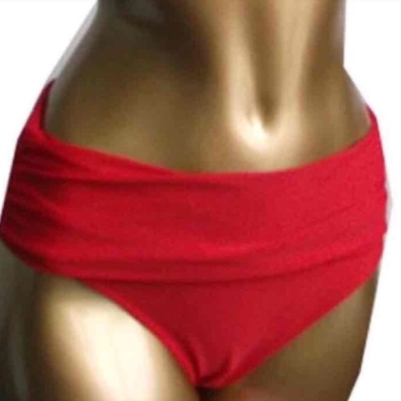 High waisted red bikini bottom
