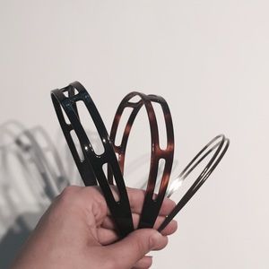 Set of 3 headbands, plastic and metal