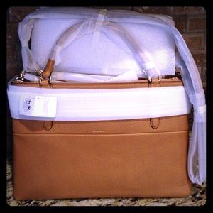 COACH Borough Bg Pbld Leather Camel/Gold MSRP$598