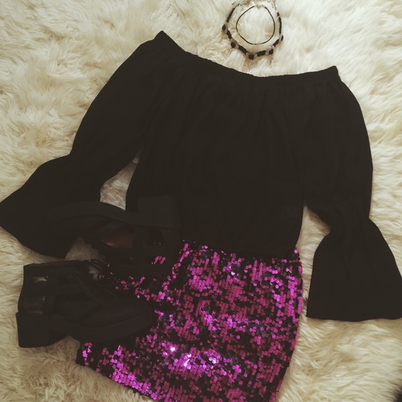 🚫Sold🚫✨💜Nasty Gal Glam Sequin Skirt - Picture 2 of 4