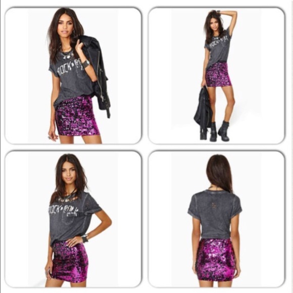 🚫Sold🚫✨💜Nasty Gal Glam Sequin Skirt - Picture 4 of 4