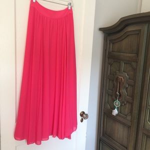 Pink chiffon maxi skirt