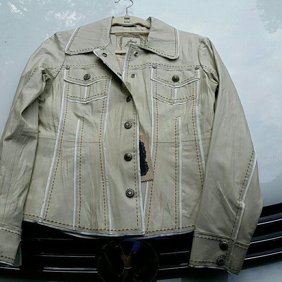 Beige leather jacket