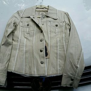 Beige leather jacket