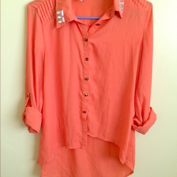 Coral button down shirt