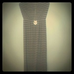 Black and tan striped maxi dress