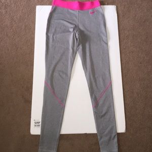 Grey and Hot Pink Nike Pro Leggings