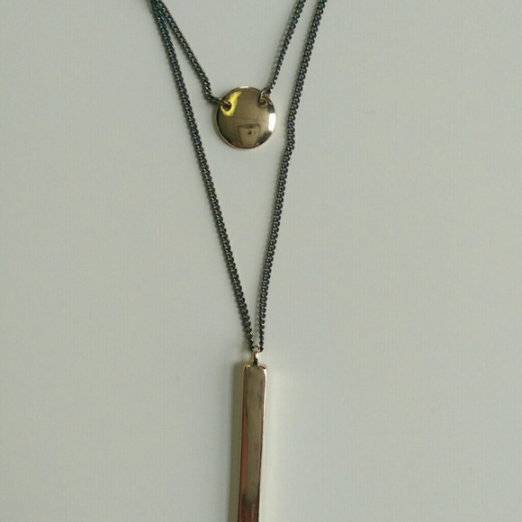 1 silver and rose gold bar and disk necklaces