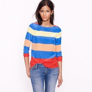 J.Crew striped silk blouse with anchor buttons