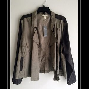 Eileen Fisher Stone Coated Moto Zip Jacket NWT 3X