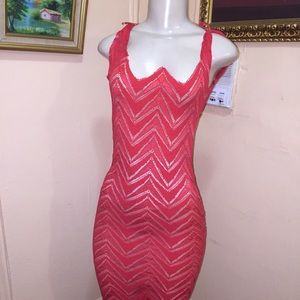 Red lace dress.
