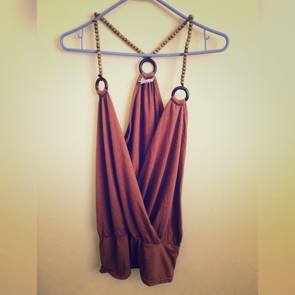 Brown open front shirt