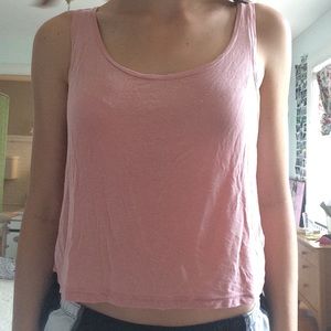 rose pink brandy crop tank w bows down the back.