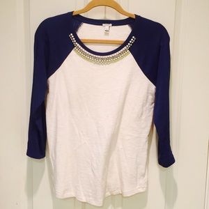 JCrew embellished baseball tee.