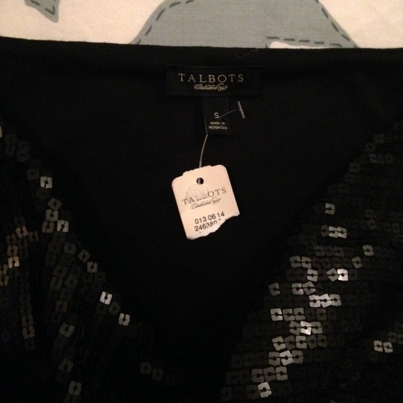 Talbots black sequin cowle neck top - Picture 2 of 4