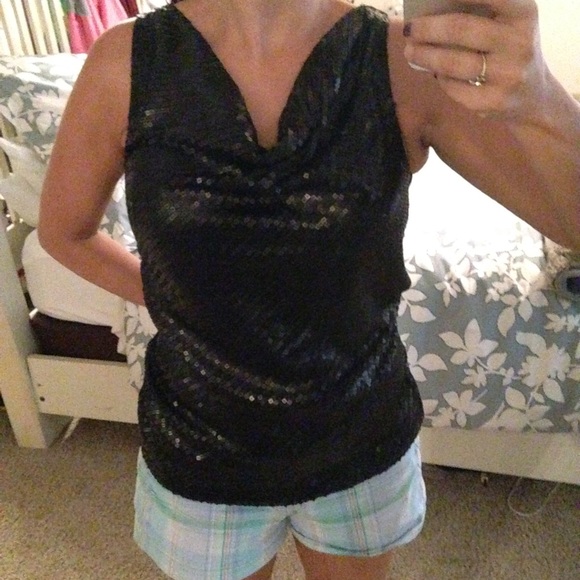 Talbots black sequin cowle neck top - Picture 3 of 4