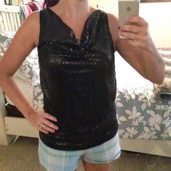 Talbots black sequin cowle neck top - Picture 4 of 4