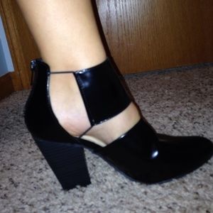 Black cut out heels