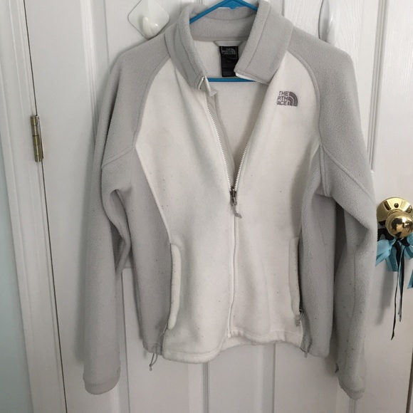 Gray and white north face