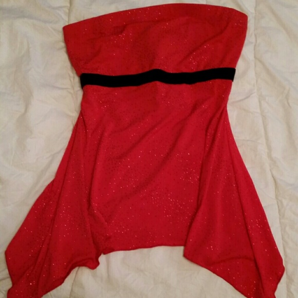 Red tube sparkly with a tie in the back top