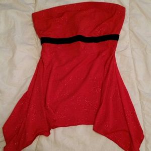Red tube sparkly with a tie in the back top