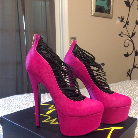 Hot pink real pony hair,super high heel.