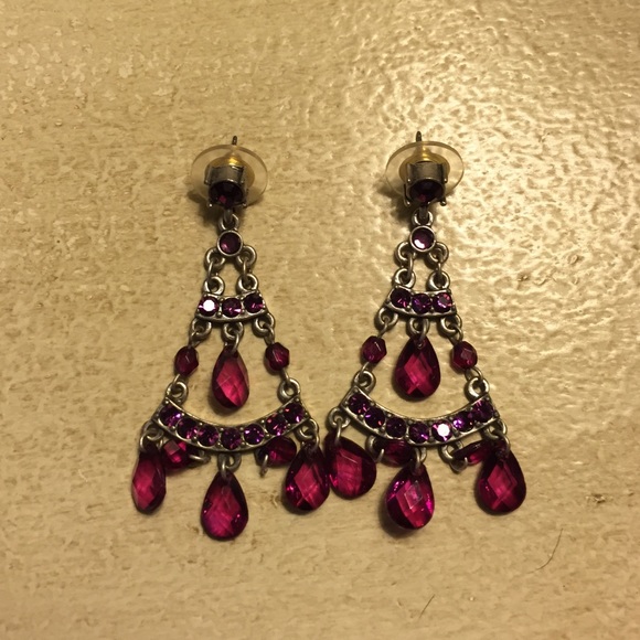 Cranberry crystal chandelier earrings