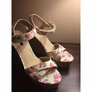 High Floral Wedges