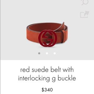 Gucci Red Suede Belt w Interlocking g Buckle