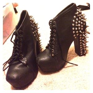 Spiked heel black boots / booties