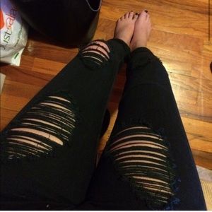 Black distressed jeans