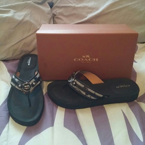 Black coach sandals